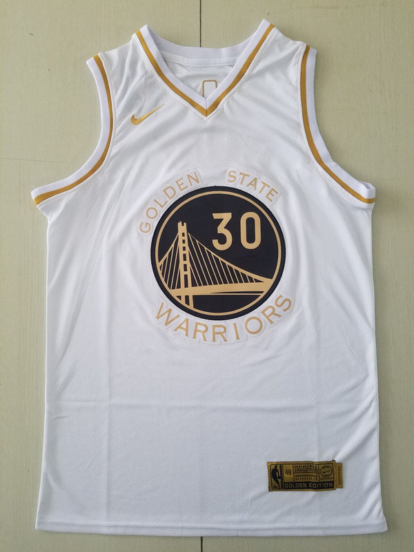 Stephen Curry 30 White Golden Edition Jersey