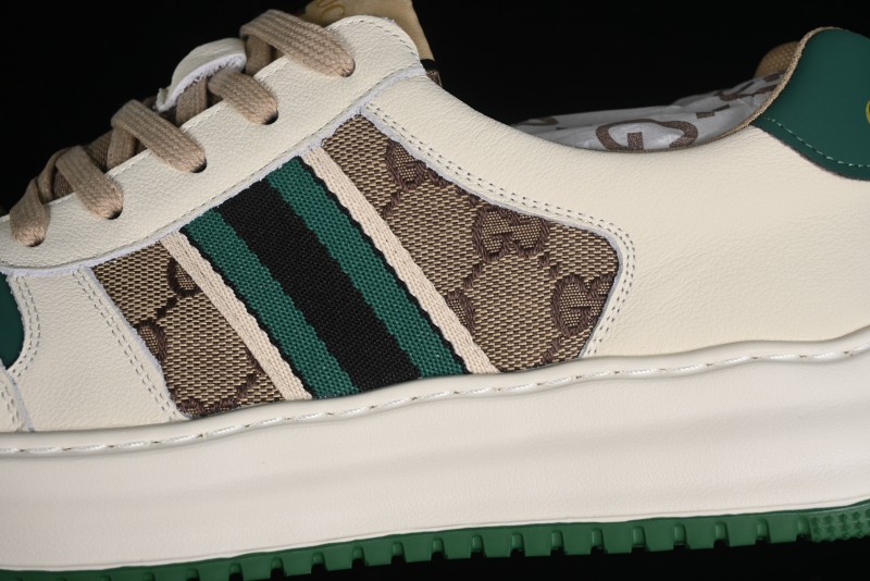 Gucci Chunky B Screener GG Casual Sneakers in Beige and Ebony GG Canvas with Leather Trim - 9Y9209666