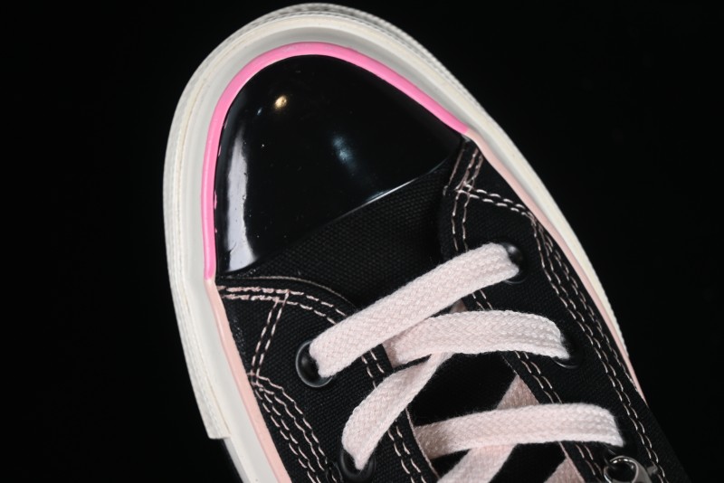 Converse Chuck 70s High Top Canvas Sneakers with Chain Accents in Black & Pink - A09539C