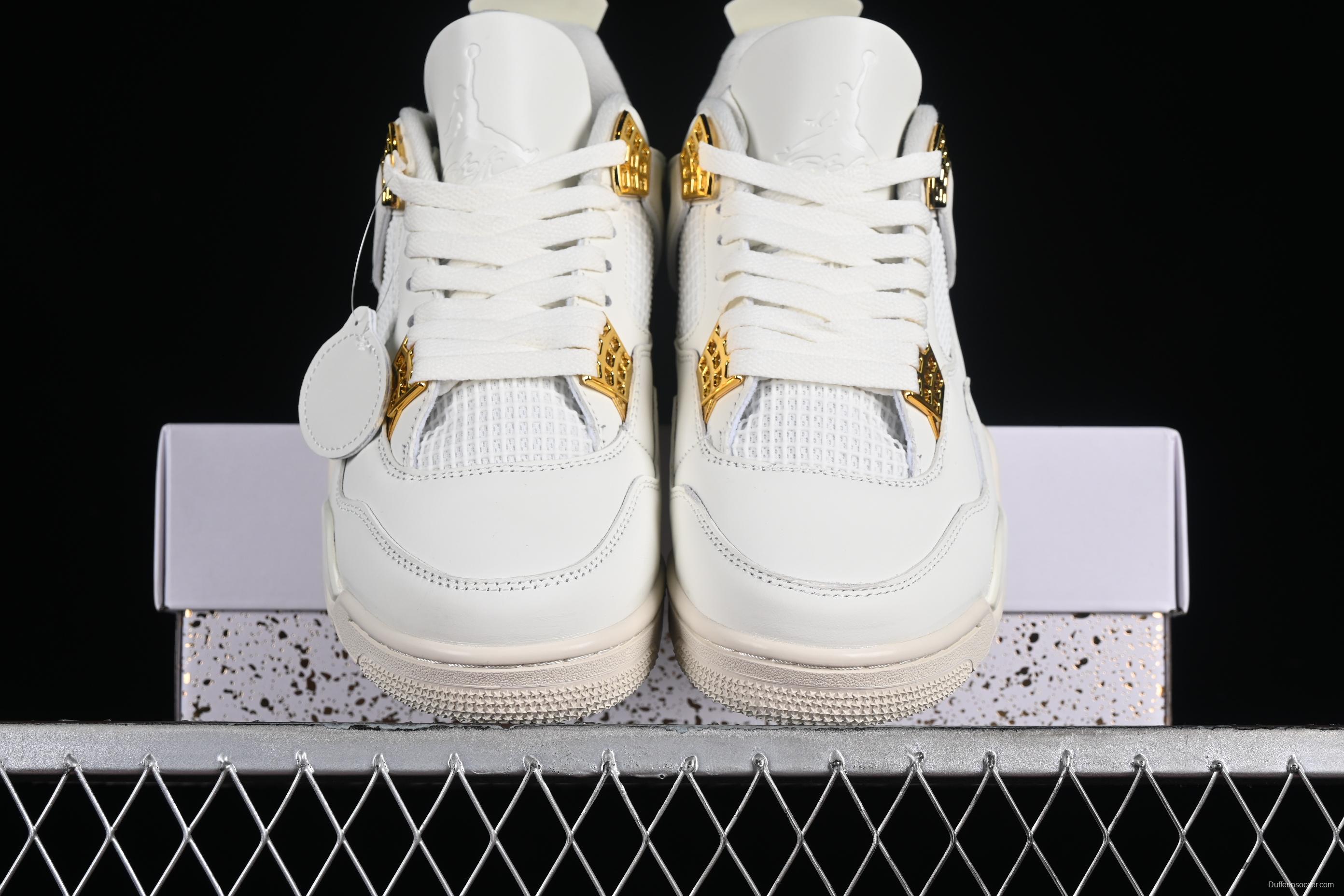 Nike Air Jordan 4 Retro Sneakers with Metallic Gold Accents - AQ9129-170