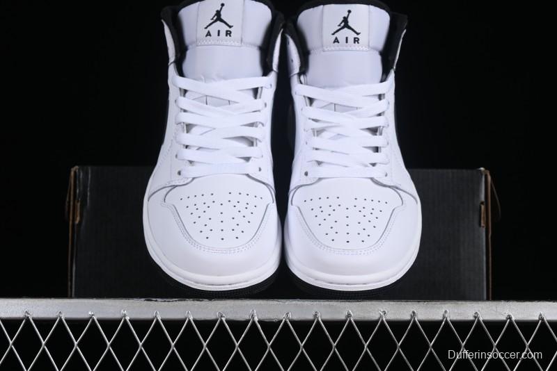 Nike Air Jordan 1 Mid AJ1 White Black Mid-Top Casual Sneakers - DQ8426-132