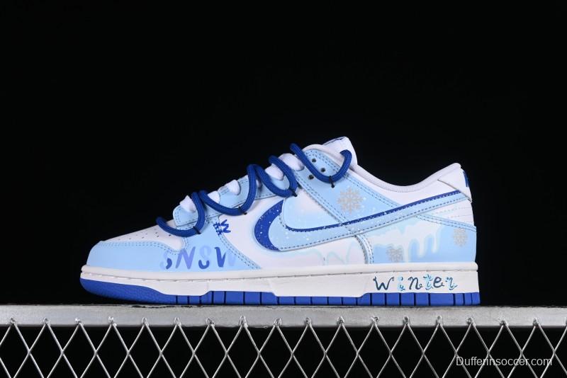 Nike Dunk Low Winter is Here Minimalist White Blue SB Lace-Up Low-Top Casual Skate Shoes - DV0831-104