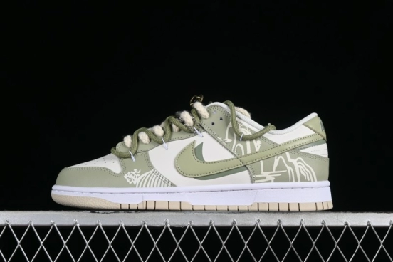 Nike Dunk Low SB Casual Sneakers with Deconstructed Laces and Dragon Well Tea-Inspired Design - DV0831-003