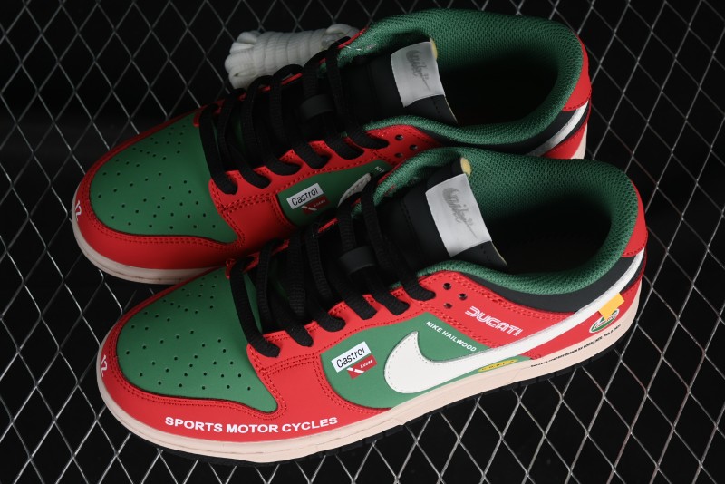 Nike SB Dunk Low Casual Skateboarding Shoes Racing Red/Green - MU0232-361