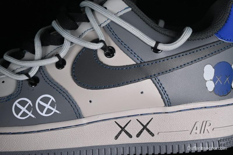 Nike Air Force 1 '07 Low Custom Strap Casual Sneakers with Kaws Collaboration - KS6869-333
