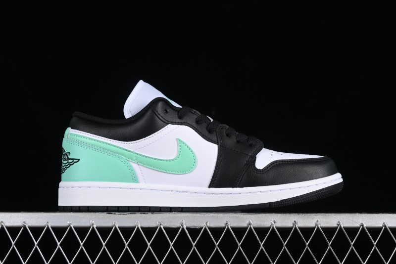 Nike Air Jordan 1 Low Retro Basketball Shoes in Mint Green and Black - 553558-131