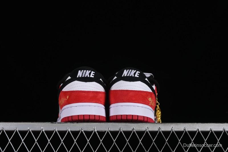 Nike SB Dunk Low Year of the Dragon Limited Edition - Black Swoosh Red Luck High-End Custom Low-Top Casual Sneakers - SJ2068-231
