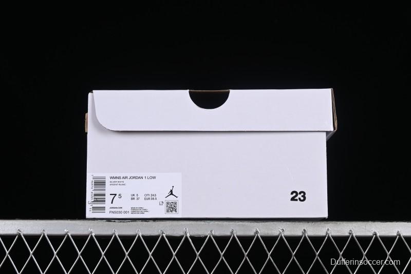 Nike Air Jordan 1 Low "Metallic Silver" Casual Sneakers with Metallic Accents - FN5030-001