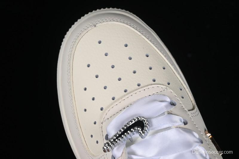 Nike Air Force 1 '07 Low Casual Sneakers in Romantic Pink-Purple with Diamond Chain Accessories - FV1122-333