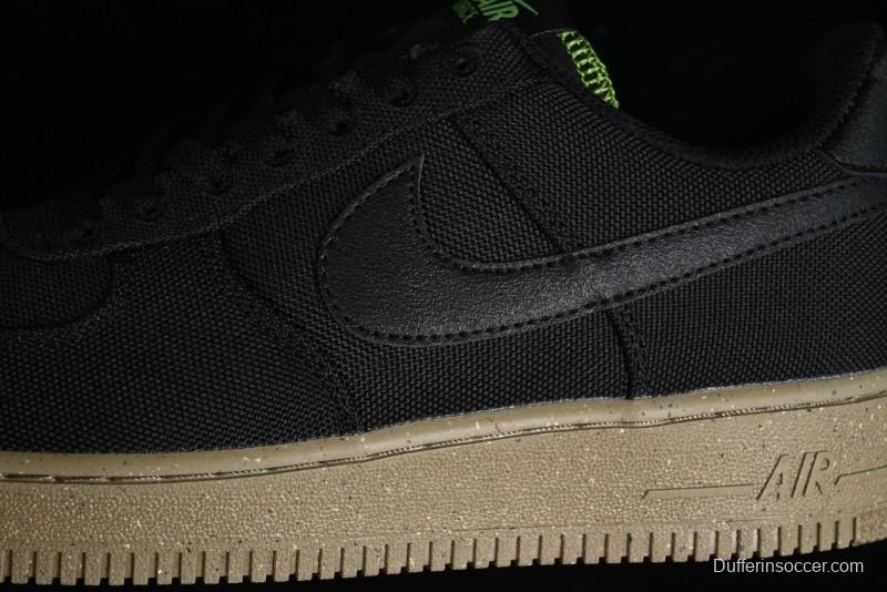 Nike Air Force 1 '07 Low Black Green Canvas Casual Sneakers - FJ4160-001