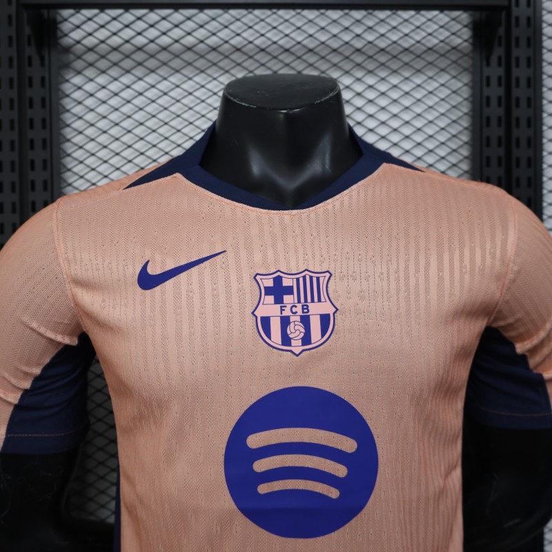 Player Version 25/26 FC Barcelona Pink 125Th Anniversary Jersey with Spotify Sponsor and Navy Blue Accents