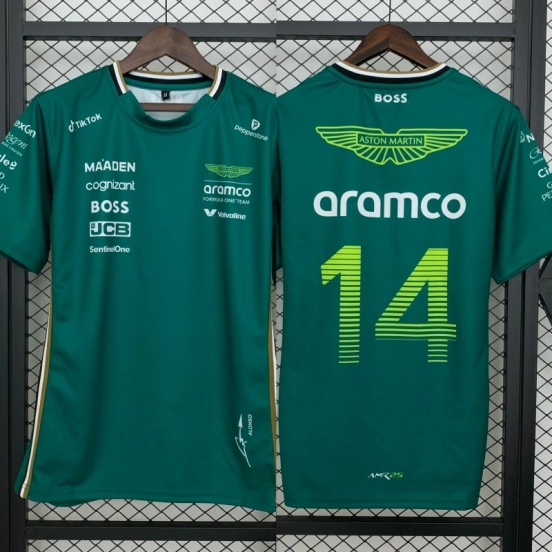 2025 F1 Formula Aston Martin Green ARAMCO #14 T-Shirt