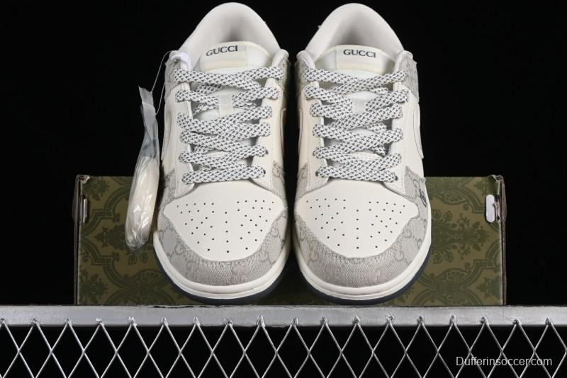 Nike SB Dunk Low Gucci Collaboration - Smoke Grey Anniversary Custom Low-Top Casual Sneakers - CF3688-003