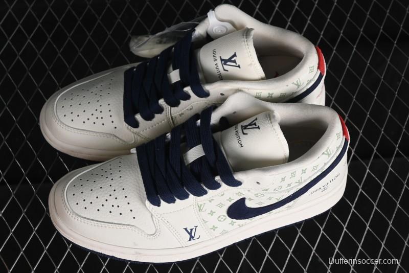 Nike Air Jordan 1 Low LV Collaboration Retro Casual Sneakers in Beige Orange - WG8850-001