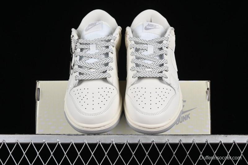 Nike SB Dunk Low LV Collaboration - Double Swoosh Beige Grey Anniversary High-End Custom Low-Top Casual Skate Shoes - FC2025-306