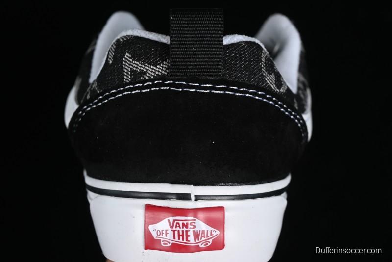 Vans Knu-Skool Premium Custom Denim Monogram Slip-On Shoes - VN0009QC6BT