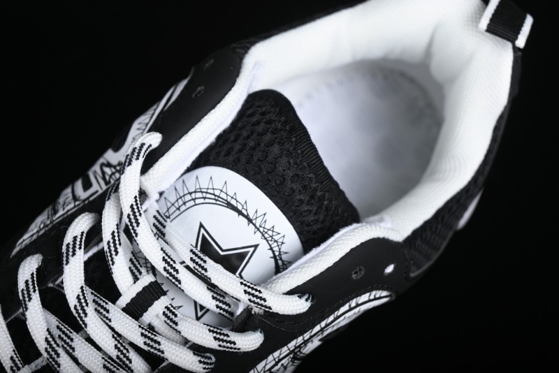 Dior Chrono Round Toe Lace-Up Lifestyle Casual Running Sneakers - 6865 BLACK WHITE