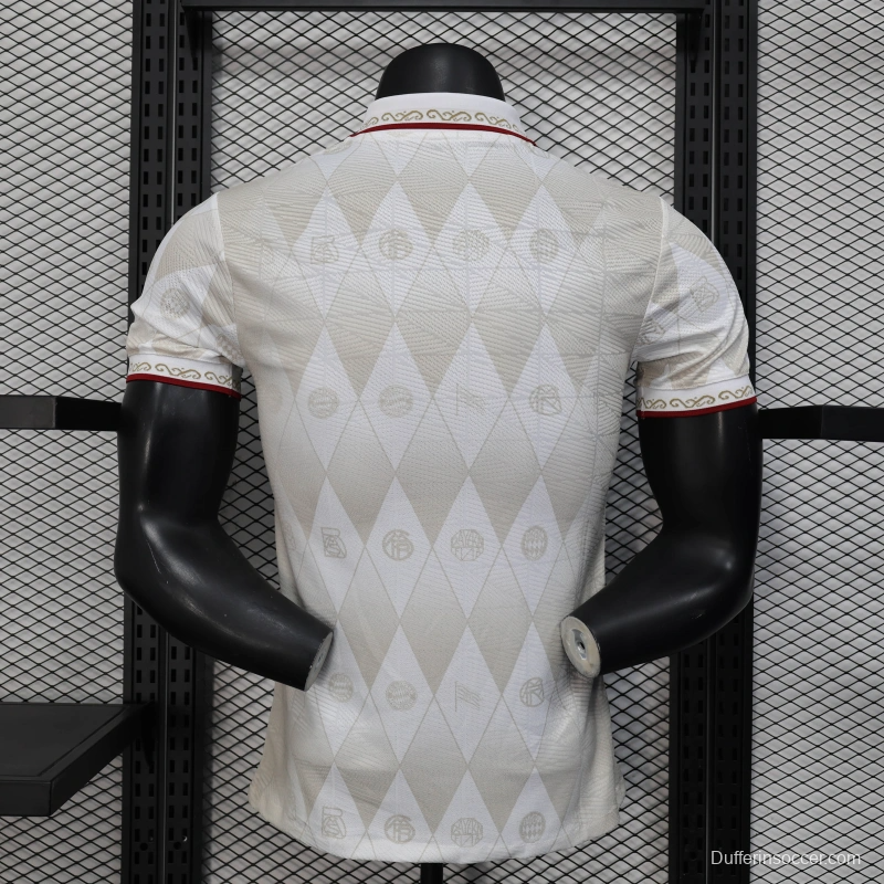 25/26 Player Version Bayern Munich White Diamond Pattern POLO Special Jersey