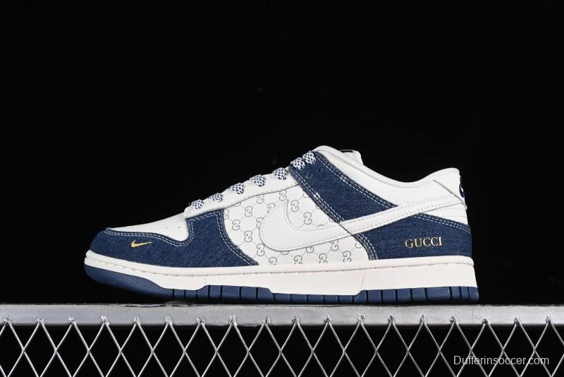 Nike SB Dunk Low Gucci Collaboration - Denim with Light Blue Swoosh Anniversary High-End Custom Low-Top Casual Sneakers - FC1688-141