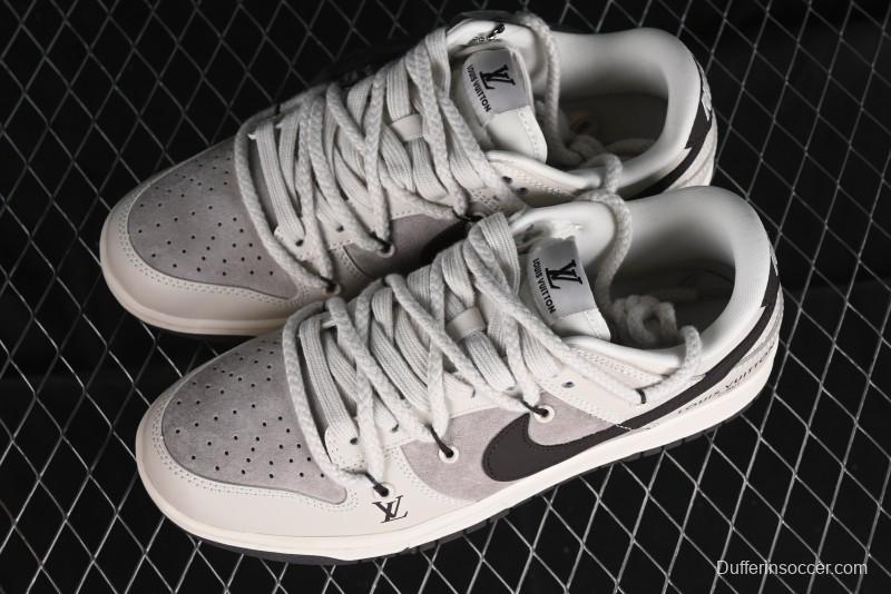 Nike SB Dunk Low LV Collaboration - Coffee Pig Anniversary High-End Custom Low-Top Casual Skate Shoes - XX2025-328