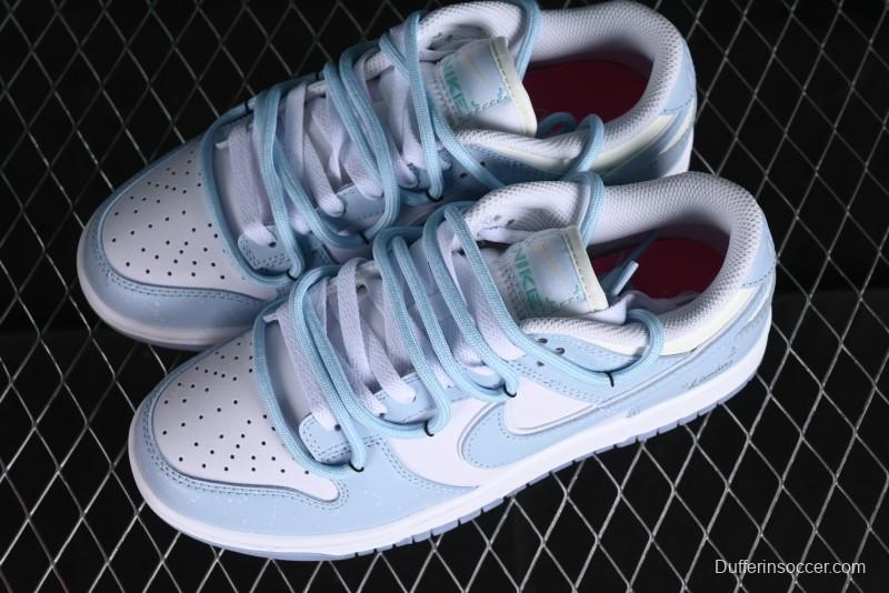 Nike Dunk Low SB Casual Sneakers in Light Blue with Sea Salt Lime Accents - FJ7743-194