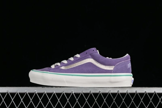 Vans Style 36 Low-Top Skate Shoes with Purple Embroidery - VN000CRPGRN