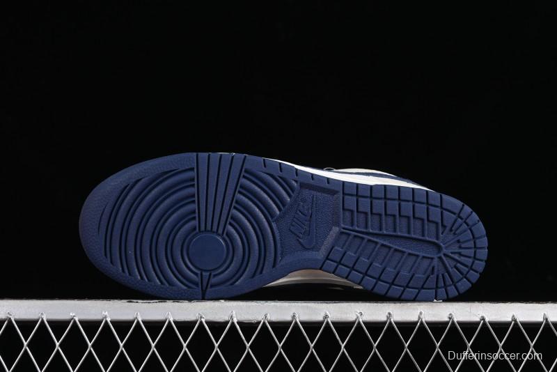 Nike SB Dunk Low LV Collaboration - Suede Navy Blue Anniversary High-End Custom Low-Top Casual Sneakers - FC1688-134