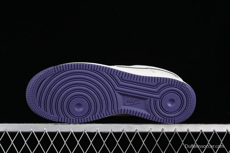 Stussy x Nike Air Force 1 '07 Low Retro Casual Sneakers with Reflective Military Purple - UN1635-222