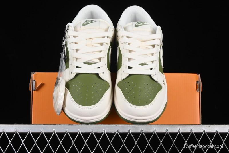Nike SB Dunk Low LV Collaboration - Beige Olive Green Anniversary Custom Low-Top Casual Skate Shoes - BB8766-211