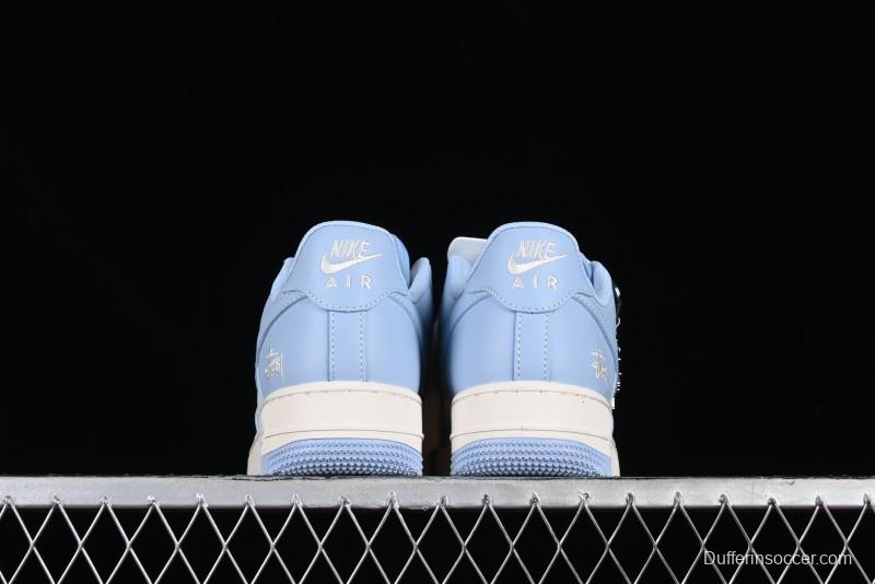 Nike Air Force 1 '07 Low Stussy Collaboration - Sky Blue Low-Top Casual Sneakers - BB9599-201