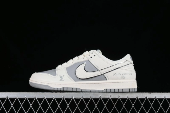 Nike SB Dunk Low LV Collaboration - Beige Silver Gray Anniversary High-End Custom Low-Top Casual Skate Shoes - BB8766-210