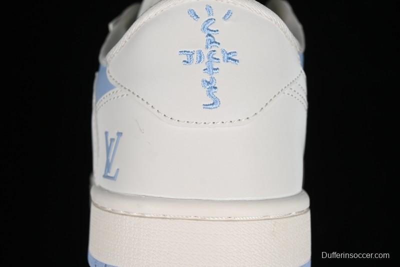 Nike Travis Scott x Fragment Design x Jordan Air Jordan 1 Low OG SP AJ1 LV Blue Double Hook Casual Sneakers - BB6588-103