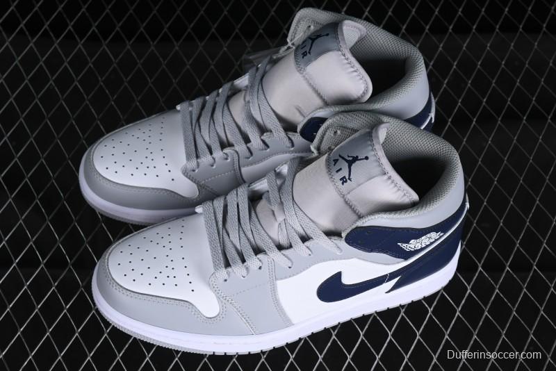 Nike Air Jordan 1 Mid AJ1 Basketball Shoes in Grey Blue - DQ8426-104