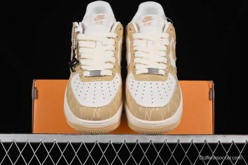 Nike Air Force 1 '07 Low LV Collaboration - Khaki Double Swoosh Low-Top Casual Sneakers - HD1968-027