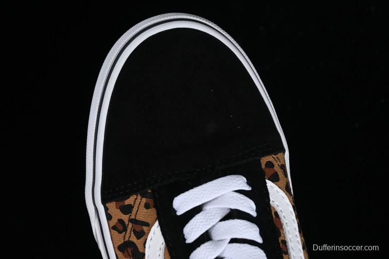 Vans Old Skool Classic Retro Low-Top Canvas Sneakers with Leopard Print and Slip-Resistant Sole - VN000CR5CJK