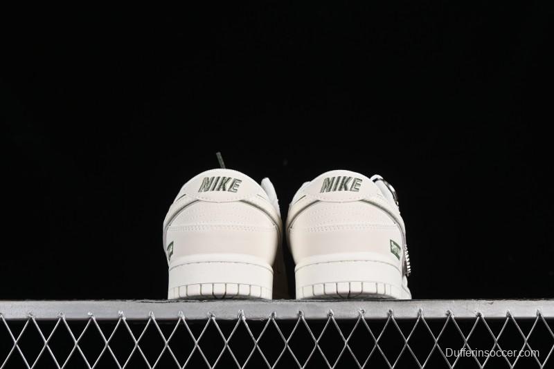 Nike SB Dunk Low Supreme Collaboration - Off-White Green Check Anniversary Customized Low-Top Casual Skate Shoes - DQ1098-391