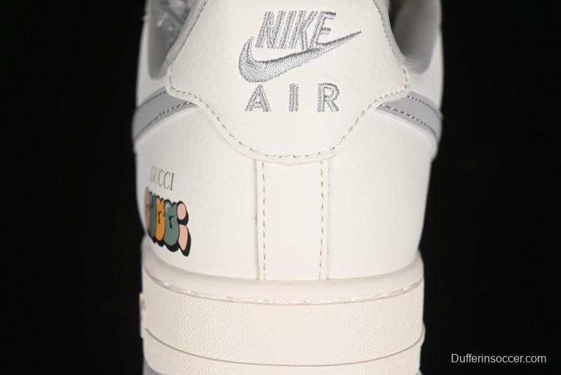 Nike Air Force 1 '07 Low Gucci Collaboration - Beige Grey Linen Casual Sneakers - XZ3398-688