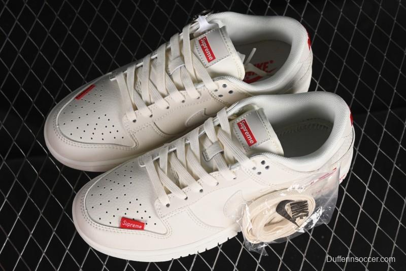 Nike SB Dunk Low Supreme Collaboration - Off-White Swoosh Anniversary High-End Custom Low-Top Casual Skate Shoes - SJ2068-267