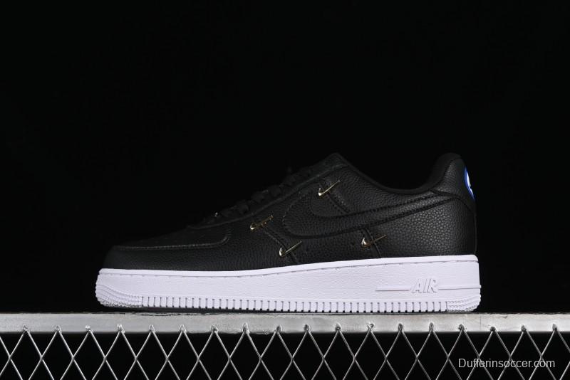 Nike Air Force 1 '07 Low Black Gold Swoosh Casual Sneakers - CT1990-001