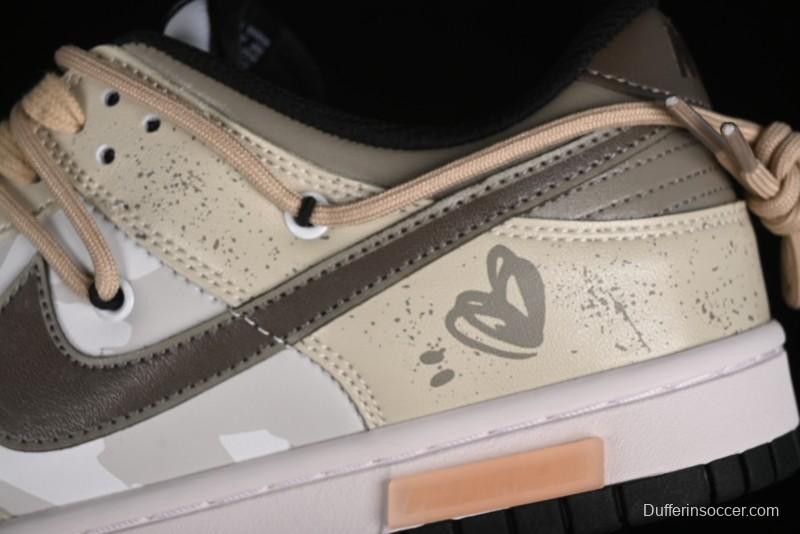 Nike Dunk Low Panda Prank Summer Theme Love Khaki Pudding Milk Tea SB Strap Low-Top Casual Sneakers - CW1590-100