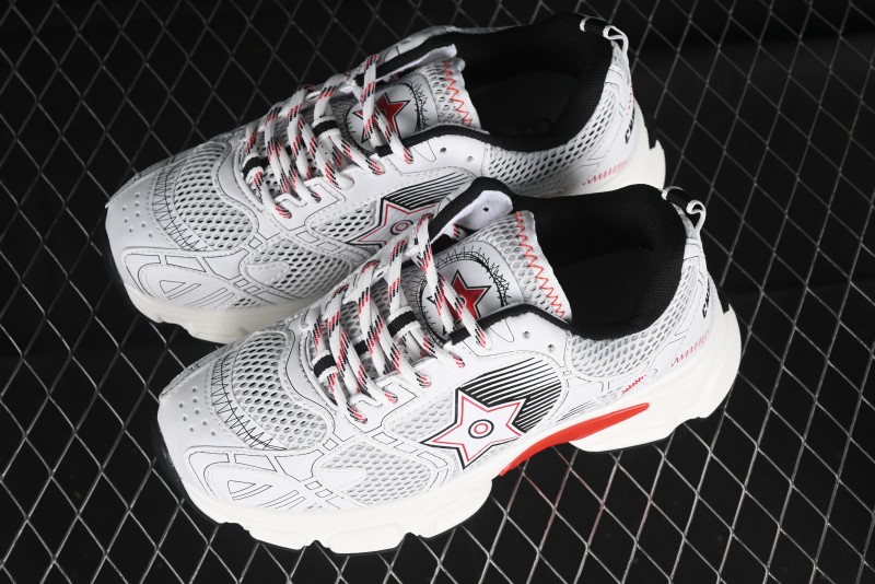 Dior Chrono Round Toe Lace-Up Lifestyle Casual Running Sneakers - 19W WHITE RED