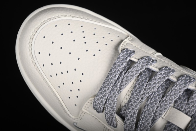 Nike SB Dunk Low Supreme Collaboration - Off White Gray Swoosh Anniversary Custom Low-Top Casual Skate Shoes - DQ1098-392