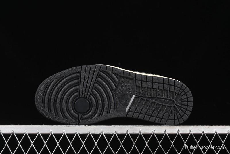 Nike Air Jordan 1 Low "Coconut Milk Black" Casual Basketball Shoes with Team Gold Accents - HQ3437-101