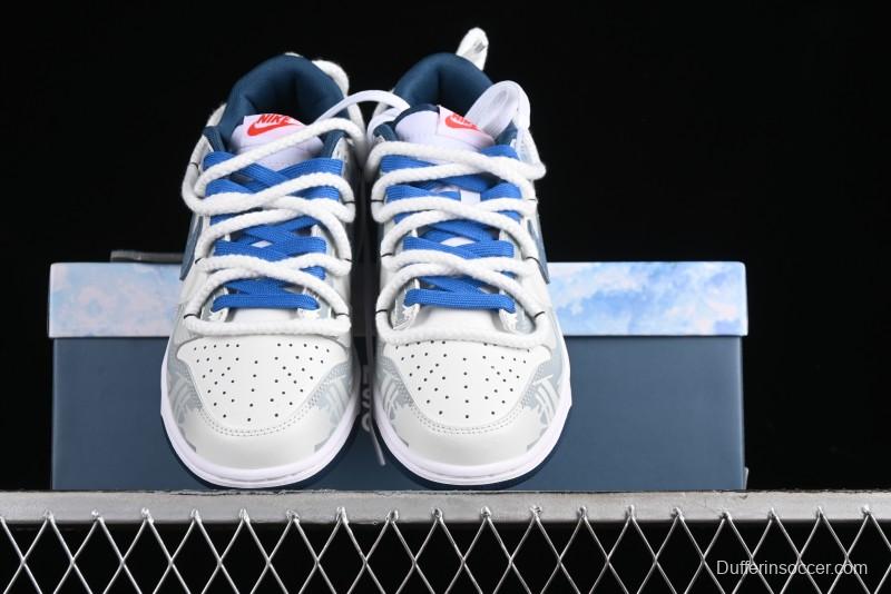Nike Dunk Low Panda Prank Wave Rider - Silver Blue Shark Low Top Casual Sneakers - DD1391-400