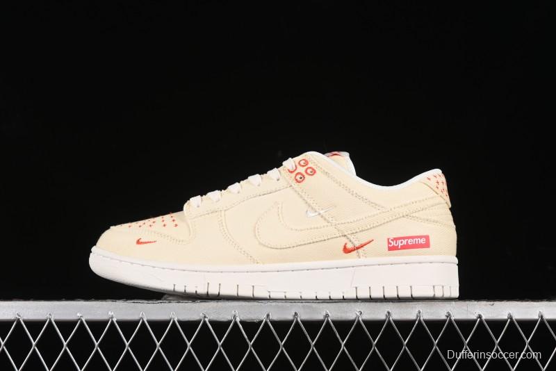 Nike SB Dunk Low SUP Collaboration - Woven Yellow Swoosh Anniversary Custom Low-Top Casual Skate Shoes - KK1888-001