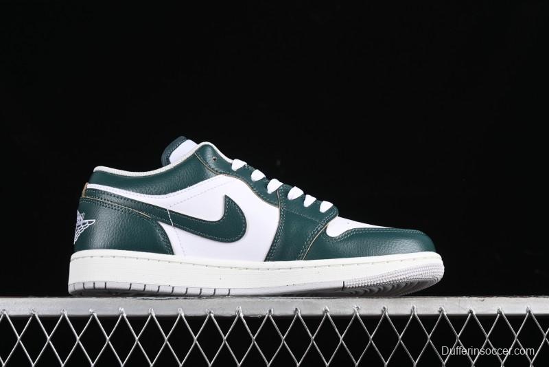 Nike Air Jordan 1 Low Retro Casual Sneakers in White Green - FQ7687-300