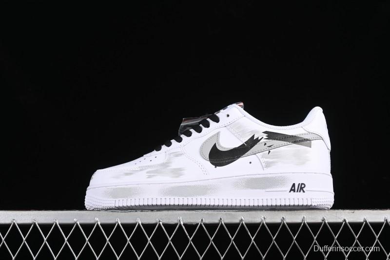 Nike Air Force 1 '07 Low Custom Hand-Painted 2D Theme with Broken Three-Hook Shadow and Strap - CW2288-111