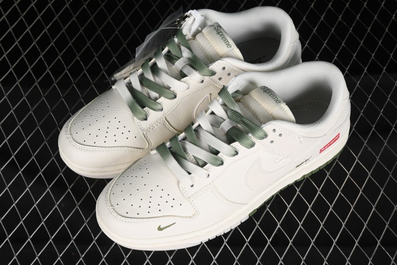 Nike SB Dunk Low Supreme Collaboration - Beige Green Two-Tone Anniversary High-End Custom Low-Top Casual Skate Shoes - BB8675-109
