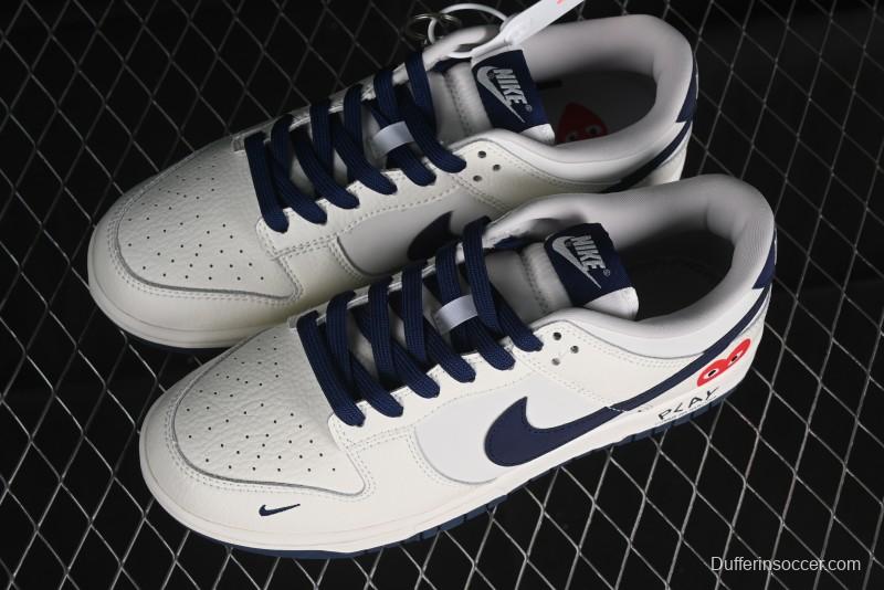 Nike SB Dunk Low Comme des Garcons Collaboration - Off-White Blue Swoosh Anniversary Custom Low-Top Casual Sneakers - KK1888-008