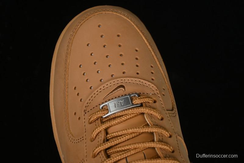 Nike Supreme x Air Force 1 Low Casual Sneakers in Wheat Suede with Full-Length Air Cushion - DN1555-200